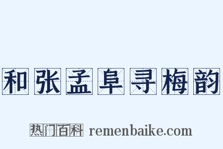 和张孟阜寻梅韵是什么意思的图片